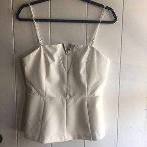 White Peplum top with rose gold accent